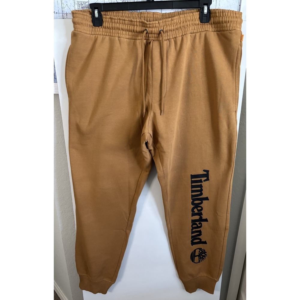 Mens Timberland Wheat Joggers Brown Graphic Logo Tan Sweatpants Size XXL